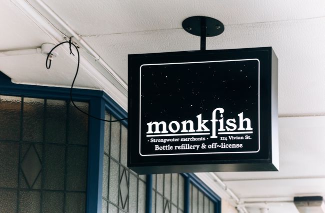 Exterior sign for Monkfish, Wellington.