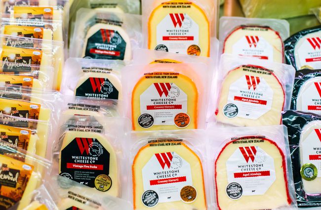 Close up of cheeses at Moore Wilson's.