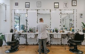 Interior view of New City Barbers in Christchurch.