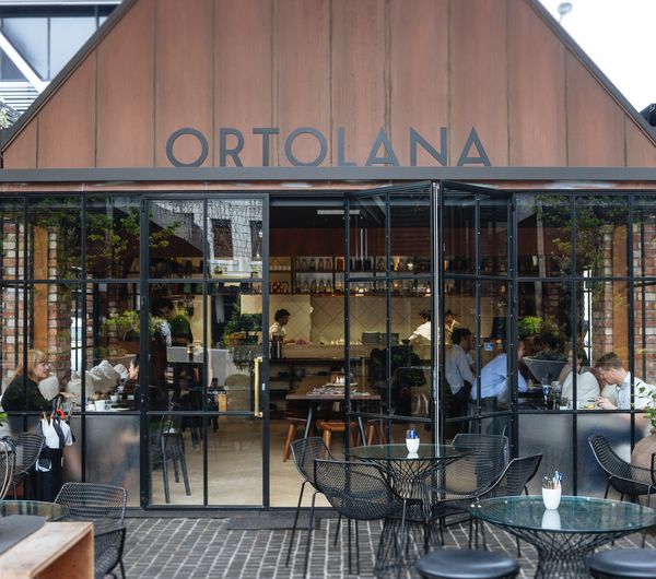 Exterior front sign of Ortolana.