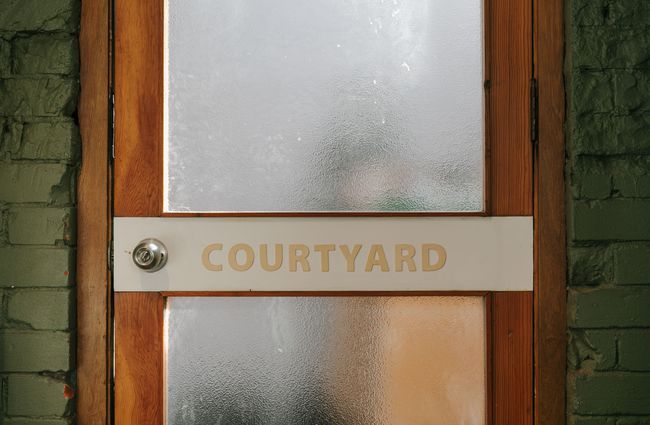 Door to courtyard at Park Ranger in Christchurch.