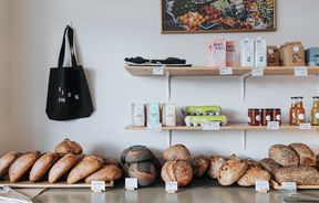 Bread on display.