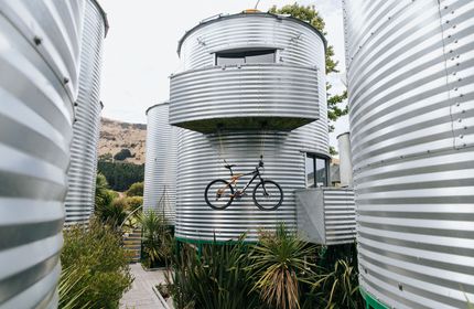 The exterior of the silos.