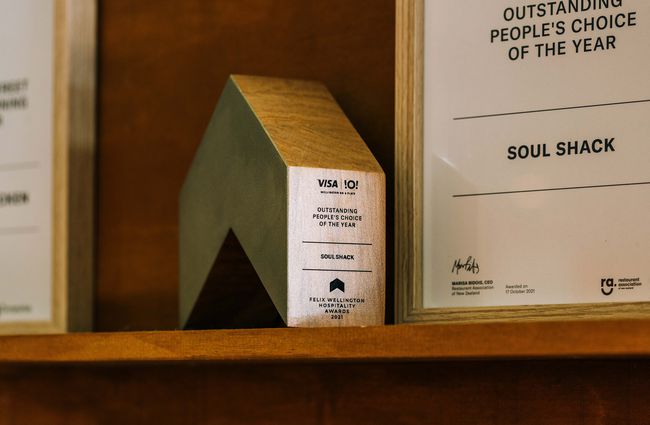 Award for Soul Shack on display in the restaurant.
