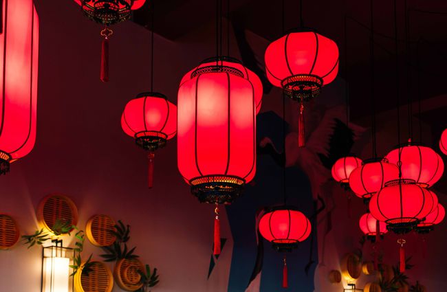 Close up of Chinese lanterns.