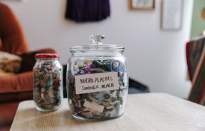 Micro plastics in a jar.