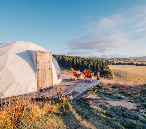 The glamping area at Valley Views Glamping in Waitaki.