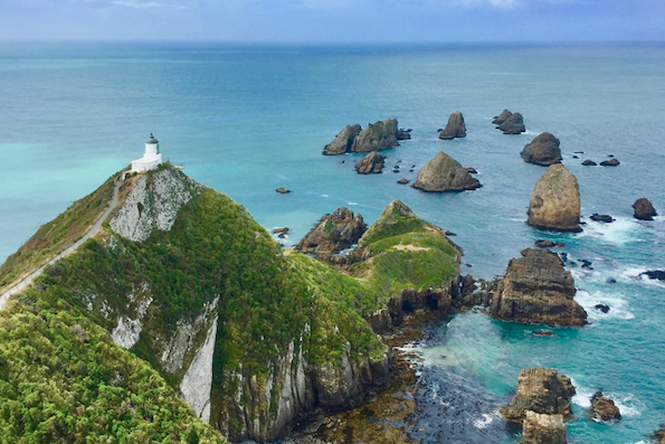 View of Nugget Point Lighthouse in The Catlins.