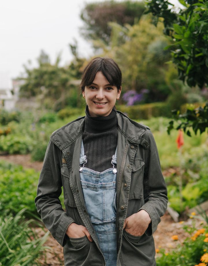Danijela in a vegetable garden.