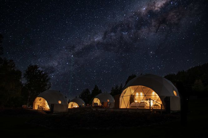 The domes sitting under the stars.